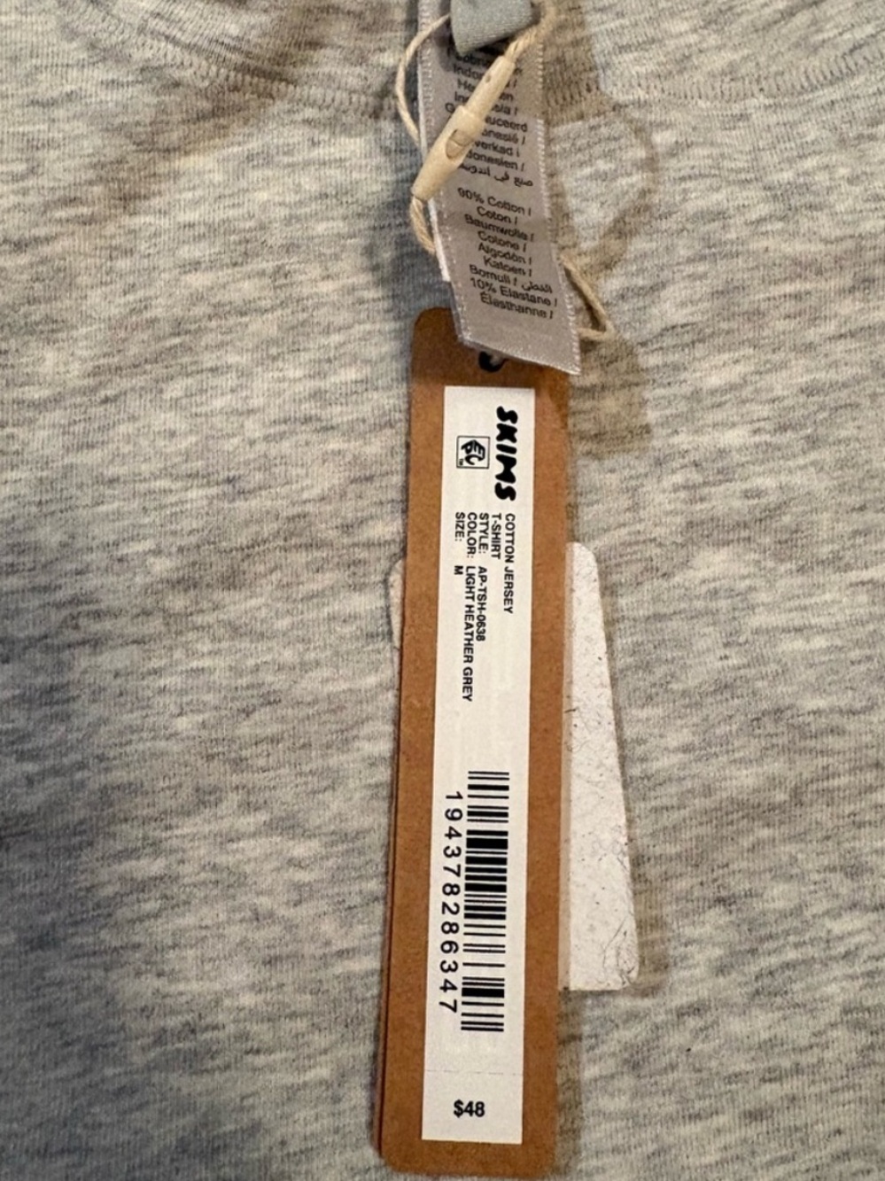 SKIMS Cotton Jersey Tee Light Heather Gray NWT Viral Basic Top - Picture 4 of 4